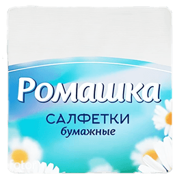 Салфетка бумажная 1/однослойная "Ромашка" белая, 70 листов пач. (20 пач.упак)