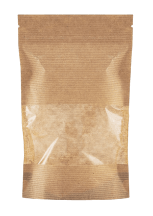 Пакет Дой-пак 105*150 "30+30" мм бумажный с окном 40 мм zip-lock КРАФТ