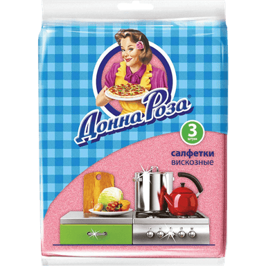 Салфетка вискозная 30*38 см "Донна Роза" 3 шт.уп Салфетка вискозная 30*38 см "Донна Роза" 3 шт.уп