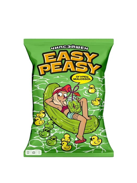 Чипсы "Easy Peasy" 120г ассортимент, Со вкусом малосольного огурца Чипсы "Easy Peasy" 120г ассортимент, Со вкусом малосольного огурца