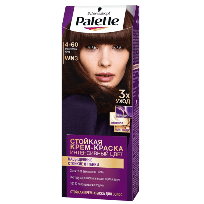 Крем-краска для волос "Palette" стойкая, WN3 (4-60) Золотистый кофе Крем-краска для волос "Palette" стойкая, WN3 (4-60) Золотистый кофе