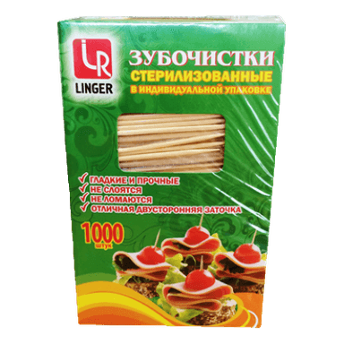 Зубочистки бамбуковые в индивид ПОЛИПРОПИЛЕН упак (1000 шт.упак) "Лингер" Зубочистки бамбуковые в индивид ПОЛИПРОПИЛЕН упак (1000 шт.упак) "Лингер"