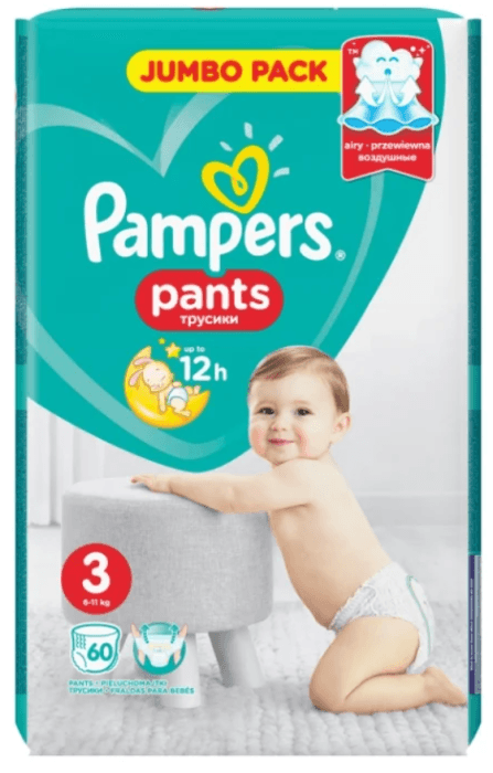 Подгузники-трусики "Pampers Pants Midi 3 / Памперс джамбо пантс миди", 6-11 кг/60 шт. Подгузники-трусики "Pampers Pants Midi 3 / Памперс джамбо пантс миди", 6-11 кг/60 шт.